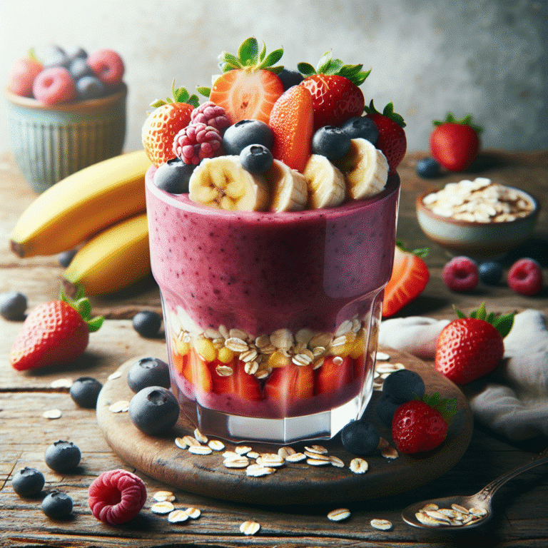 Smoothie pós-treino com frutas e aveia