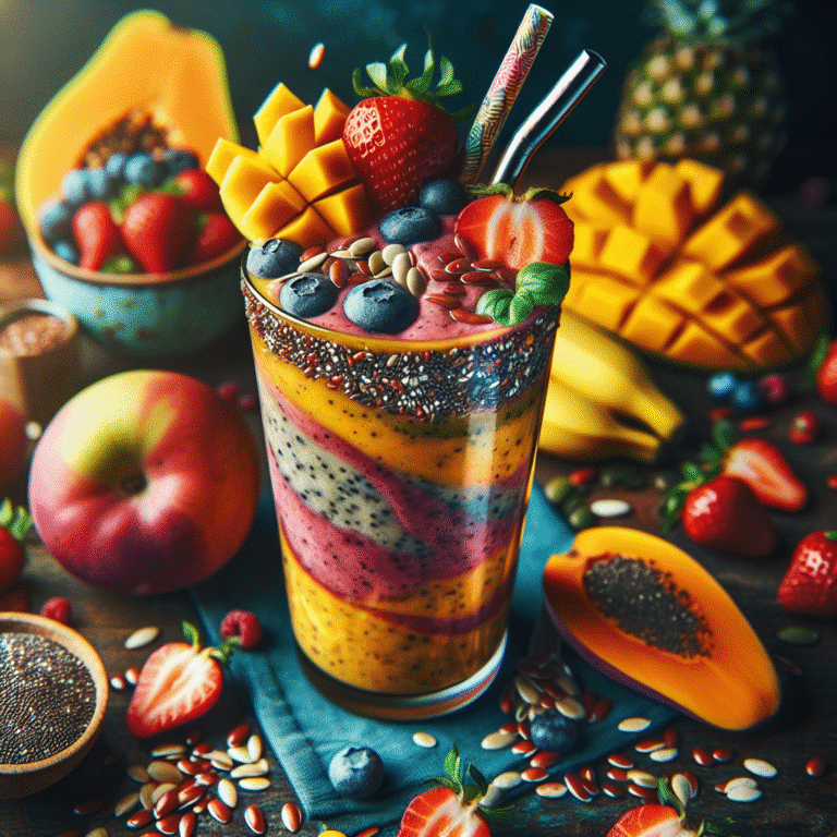 Smoothie energético com sementes e frutas