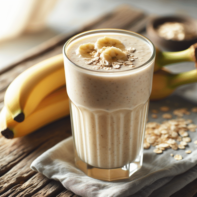 Smoothie proteico com banana e aveia: sabor e nutrição em um copo.