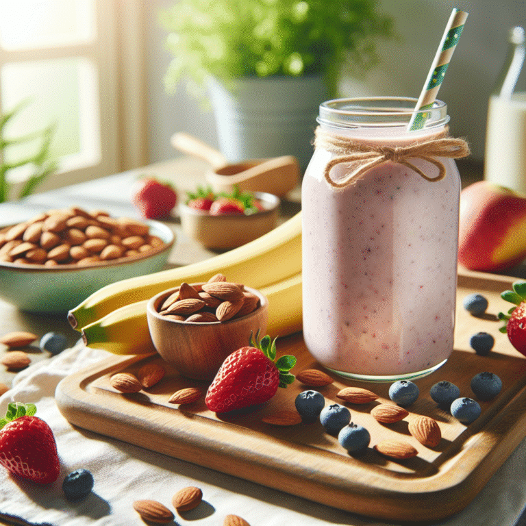 Receita de smoothie vegano com leite de amêndoas para um café da manhã nutritivo