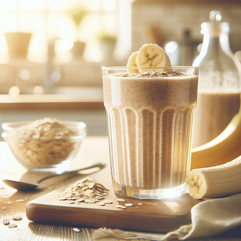 Smoothie proteico de banana e aveia para o café da manhã
