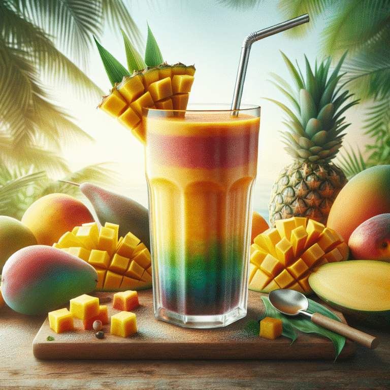 Smoothie vegano de frutas tropicais: frescor e energia em um copo