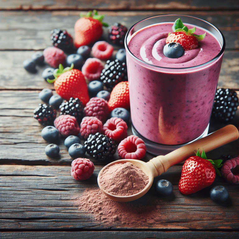 Smoothie com frutas do bosque e proteína