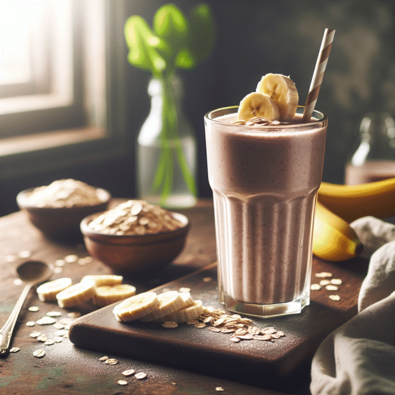Smoothie proteico com banana e aveia para um café da manhã nutritivo