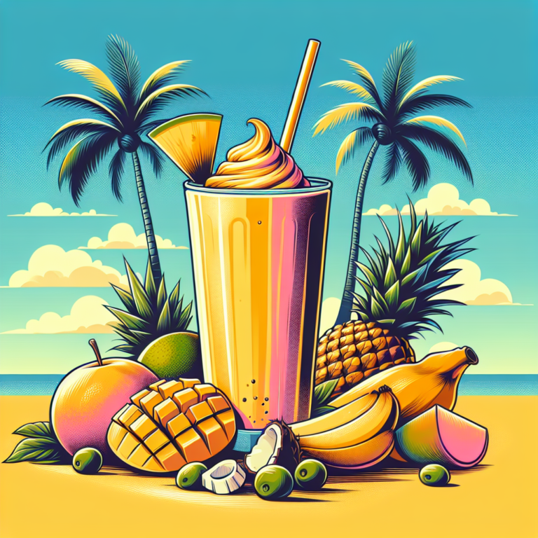 Smoothie proteico com frutas tropicais