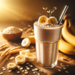 Delicioso smoothie proteico de banana com aveia