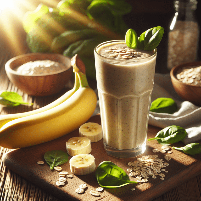 Smoothie saudável de banana e aveia para o café da manhã