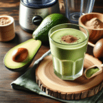 Smoothie delicioso com abacate e proteínas vegetais