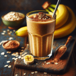 Smoothie de banana com aveia e cacau para o lanche