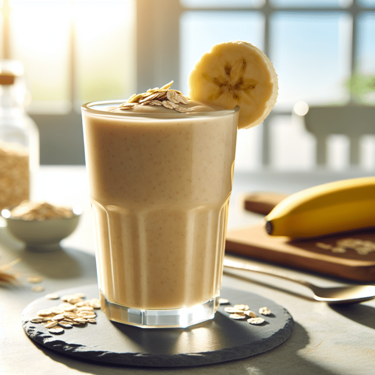 Delicioso smoothie de banana e aveia para o café da manhã
