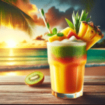 Smoothie vegano de frutas tropicais refrescante