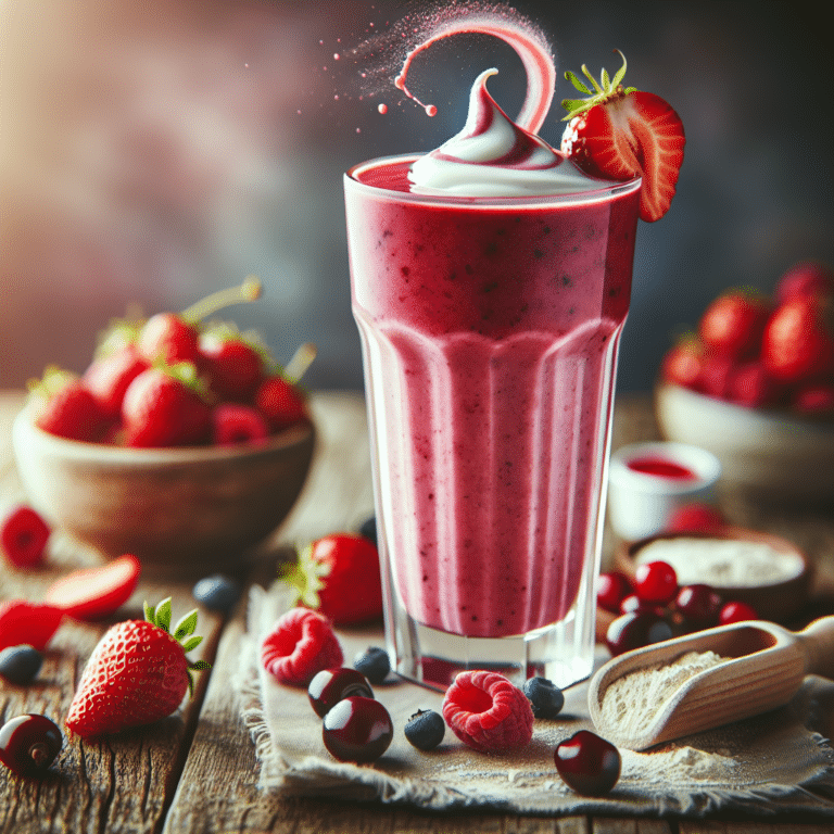 Delícias de um smoothie de frutas vermelhas e proteína